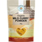 80g bag of Love My Earth Organic Mild Curry Powder with a brown and orange label and illustrated spice bowl.