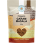 80g pouch of Love My Earth Organic Garam Masala featuring a purple design and Indian spice patterns.