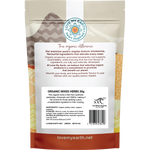 Back of Love My Earth Organic Mixed Herbs pouch showing ingredients, barcode, and product details.