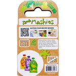 Back of a Little Mashies Universal Pouch Spoons pack showing two silicone spoons and product information on white.