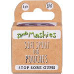 Box of Little Mashies Soft Spout for Pouches featuring a single silicone spout on a white background.