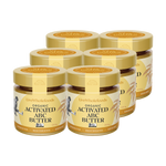 Five jars of LiveWholefoods Organic Activated ABC Butter arranged in a 2x2 cluster with one jar in front, on a solid white background.