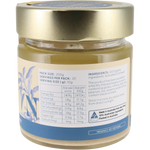 A jar of organic sea urchin snacks from Pacific Organic Foods, featuring a gold lid, a cream and blue label with nutritional information, and a white base.
