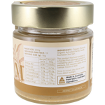 A jar of Organic Activated Hemp Seeds with Sea Salt, showing the back label with nutritional information and a 'Made in Australia' logo, topped with a gold lid.