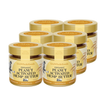 Six jars of Live Whole Foods Organic Peanut Activated Hemp Butter arranged in two rows on a plain white background.
