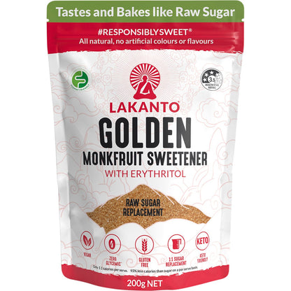 Lakanto Golden Monkfruit Sweetener(Raw Cane Sugar Replacement) 200g Payless 4 Organics