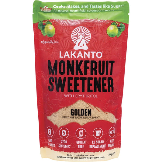 Lakanto Golden Monkfruit Sweetener(Raw Cane Sugar Replacement) 500g Payless 4 Organics