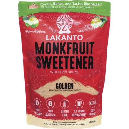 Lakanto Golden Monkfruit Sweetener(Raw Cane Sugar Replacement) 800g Payless 4 Organics