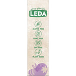 Side view of Leda Triple Berry fruit bars box showing product features, certifications, and brand story.