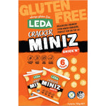 Leda Cracker Miniz Chick'n Multi 6 Pack 150g box and individual snack pack featuring bite-sized yellow crackers.