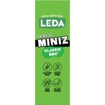 Back of Leda Classic BBQ Cracker Miniz 150g bag with nutrition facts, ingredients, and allergen information.