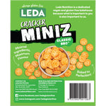 150g bag of Leda Classic BBQ Cracker Miniz, gluten-free and vegan-friendly bite-sized crackers.