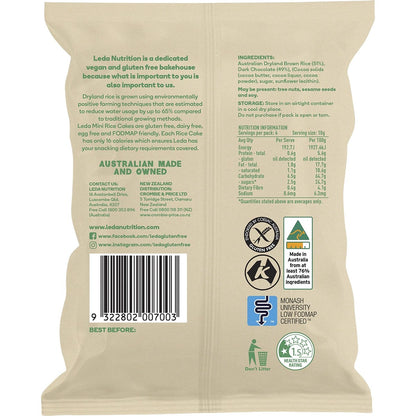 Leda Mini Rice Cakes Dark Chocolate 60g (Pack of 6) Payless 4 Organics