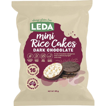 Leda Mini Rice Cakes Dark Chocolate 60g (Pack of 6) Payless 4 Organics