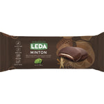 A box of 8 Leda Minton Biscuits (155g) featuring dark chocolate-coated mint creme sandwiches on a white background.