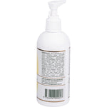 Side view of a 250ml Lemon Myrtle Body & Hand Wash pump bottle showing product details and a yellow botanical label.