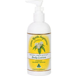 250ml bottle of Lemon Myrtle Fragrances Body Lotion with a pump dispenser on a white background.
