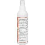 Side view of a 250ml Lemon Myrtle Fragrances Mozzie and Sandfly Repellent spray bottle with a green and yellow label.