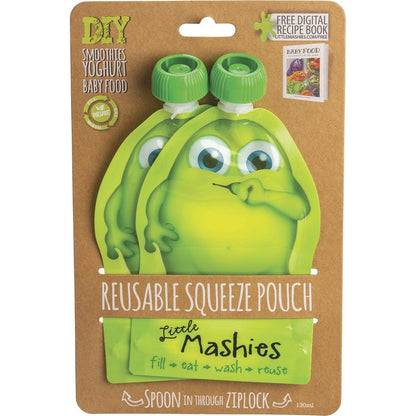 Little Mashies Reusable Squeeze Pouch Green 130ml (Pack of 2) Payless 4 Organics
