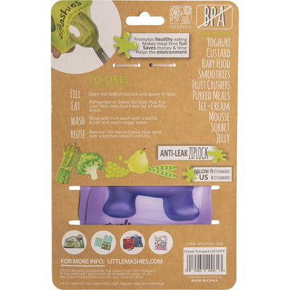 Little Mashies Reusable Squeeze Pouch Purple 130ml (Pack of 2) Payless 4 Organics