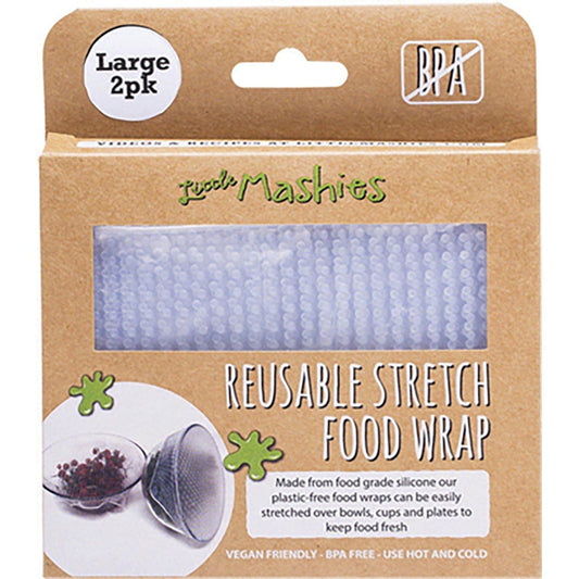Little Mashies Reusable Stretch Silicone Food Wrap L (25cm x 25cm) 2 Pack Payless 4 Organics