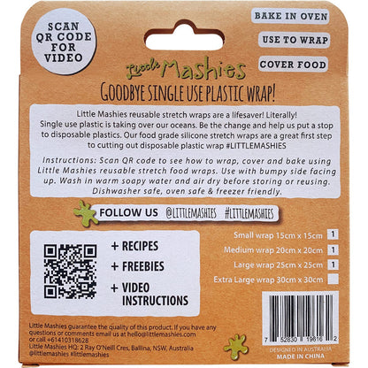 Little Mashies Reusable Wrap, Bake & Cover S, M & L 3 Pack Payless 4 Organics