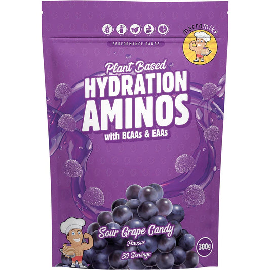 MACRO MIKE Plant Based Hydration Aminos Sour Grape Candy 300g