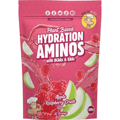 MACRO MIKE Plant Based Hydration Aminos Apple Raspberry Crush 300g