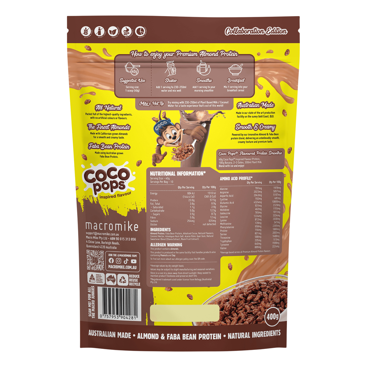 MACRO MIKE x Kellogg's Premium Almond Protein Coco Pops Inspired 400g