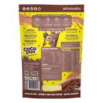 Back of a 400g Macro Mike x Kellogg's Coco Pops Protein bag showing nutritional info and ingredients on white.