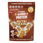 Macro Mike x Kellogg's Nutri-Grain Inspired 400g almond protein bag with malty, toasted cereal-themed branding.