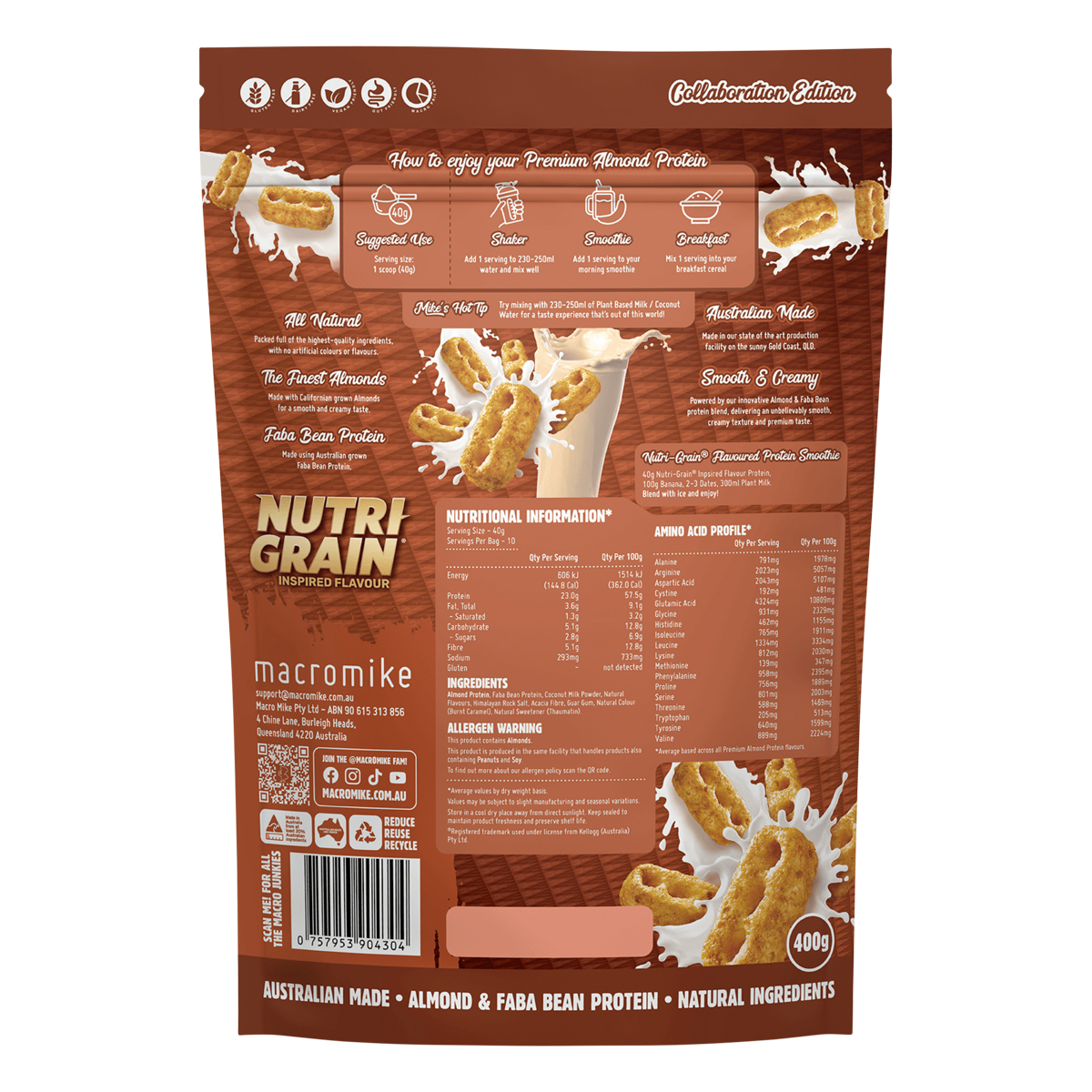 MACRO MIKE x Kellogg's Premium Almond Protein Nutri-Grain Inspired 400g