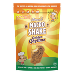 560g bag of Macro Mike Almond Macro Shake, Golden Gaytime Inspired flavor, featuring a caramel and biscuit design.