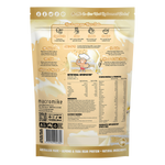 Back of Macro Mike Vanilla Cake Batter bag showing nutrition facts, ingredients, and plant-based protein benefits.