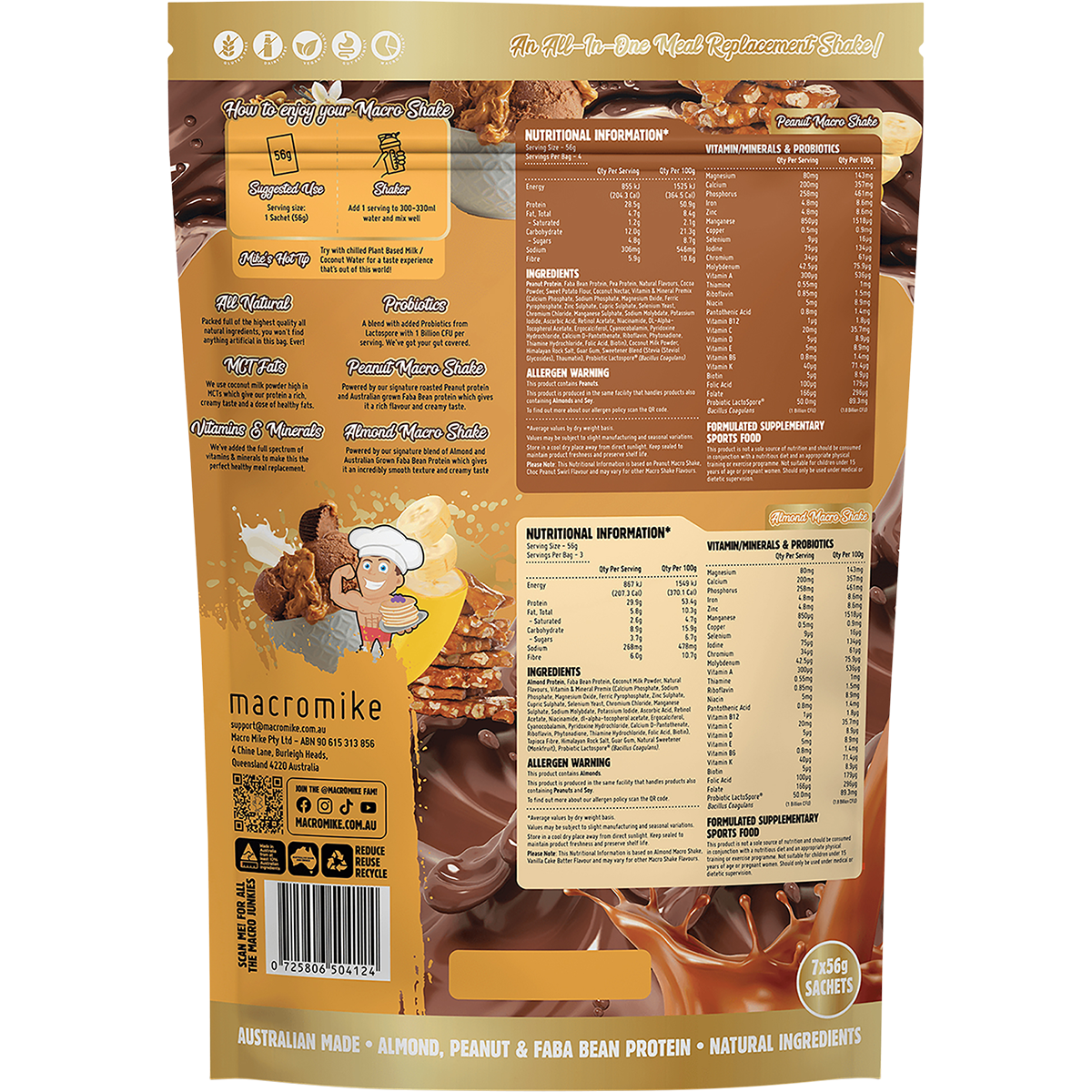 MACRO MIKE The Macro Shake Meal Replacement Sample Pack 56g (Pack of 7)