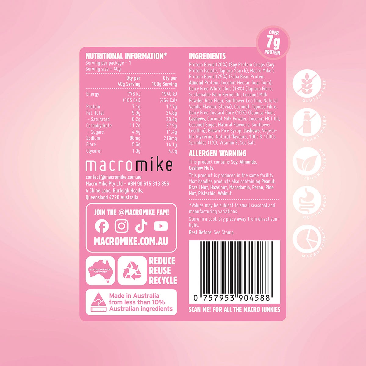 MACRO MIKE Protein Indulgence Ball Birthday Cake 40g (Pack of 12)