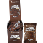 Macro Mike Choc Brownie Protein Indulgence Ball display box, single pack, and a chocolate-coated protein ball.