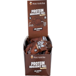 Macro Mike Choc Brownie Protein Indulgence Ball display box of 12 on a white background.