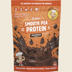 455g bag of Macro Mike Golden Smooth Pea Protein in Rich Chocolate flavor with a orange and chocolate themed label.