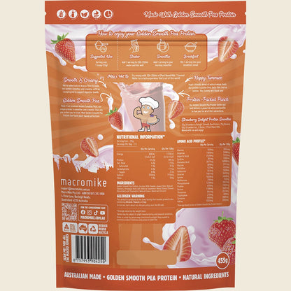 MACRO MIKE Golden Smooth Pea Protein Strawberry Delight 455g