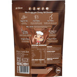 Back of a 200g bag of Macro Mike Dreamy Hot Chocolate showing ingredients, nutrition facts, and usage instructions.