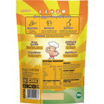 Back of Macro Mike Golden Gaytime Hot Chocolate bag showing nutritional facts and ingredients on a yellow background.
