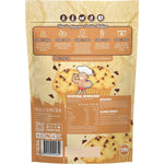 Back of a 250g Macro Mike Choc Chip Protein Muffin Baking Mix bag featuring nutritional facts and baking instructions.