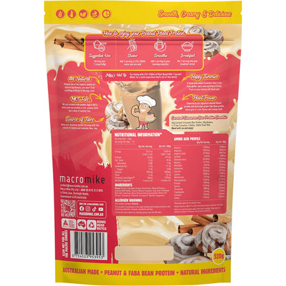 MACRO MIKE Peanut Plant Protein Caramel Cinnamon Bun 520g Payless 4 Organics
