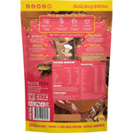 Back of a 520g bag of Macro Mike Chocolate Caramel Peanut Plant Protein showing ingredients and nutritional information.