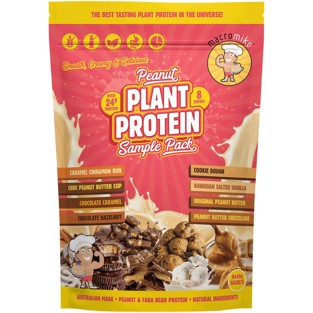 MACRO MIKE Peanut Plant Protein Sample Pack 40g (Pack of 8) Payless 4 Organics