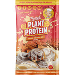 Assorted 40g sachets of Macro Mike Peanut Plant Protein flavors arranged on a white background.