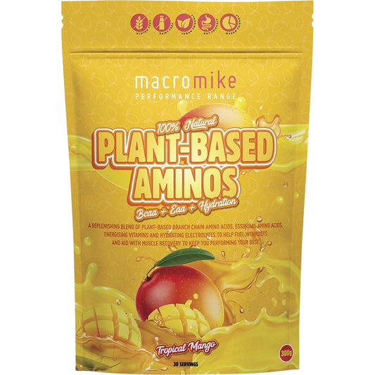 MACRO MIKE Plant Based Aminos Tropical Mango 300g Payless 4 Organics