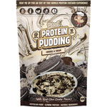 Macro Mike Cookies & Cream Plant Protein Pudding 400g bag with a bowl of pudding and cookie pieces.