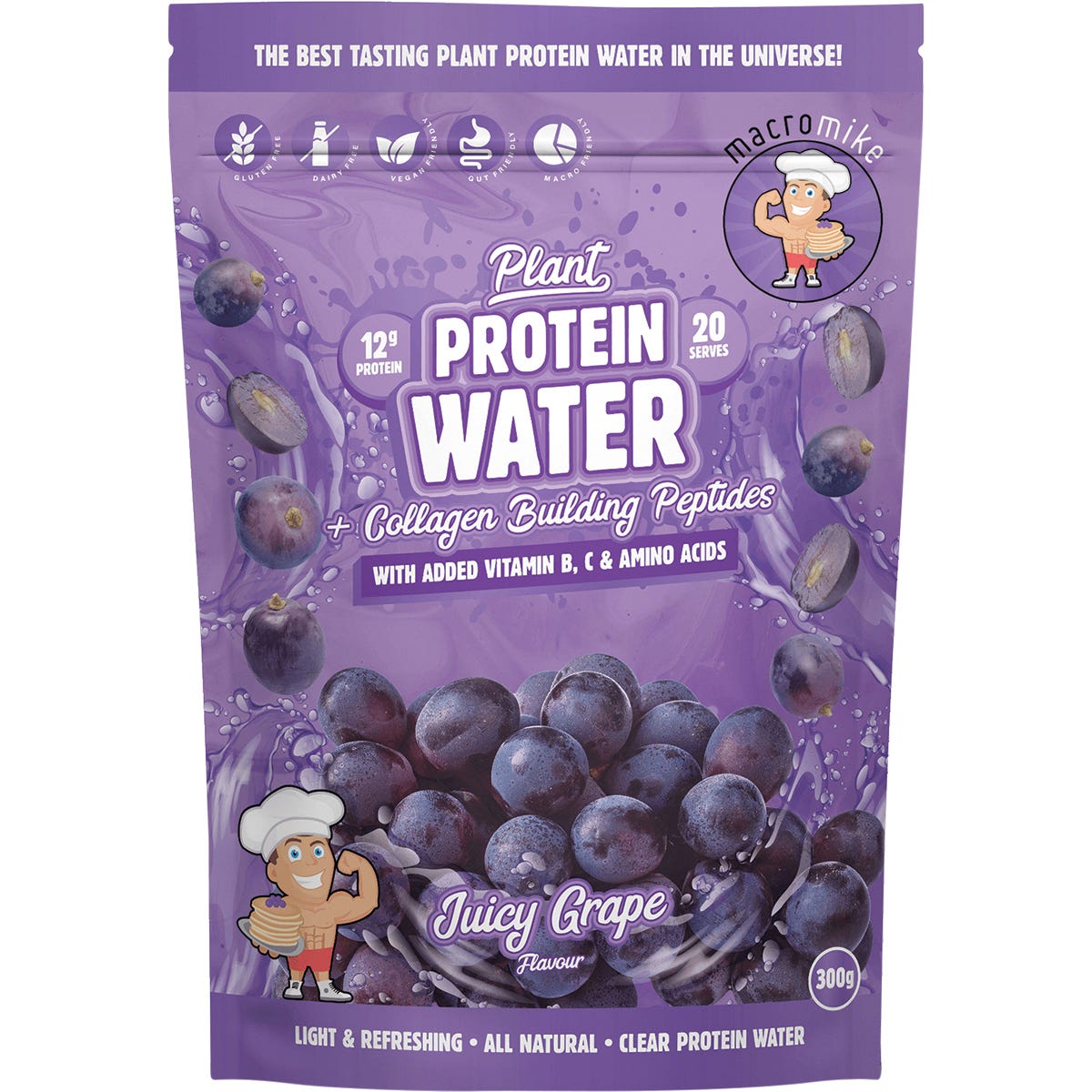 MACRO MIKE Plant Protein Water Juicy Grape 300g Payless 4 Organics